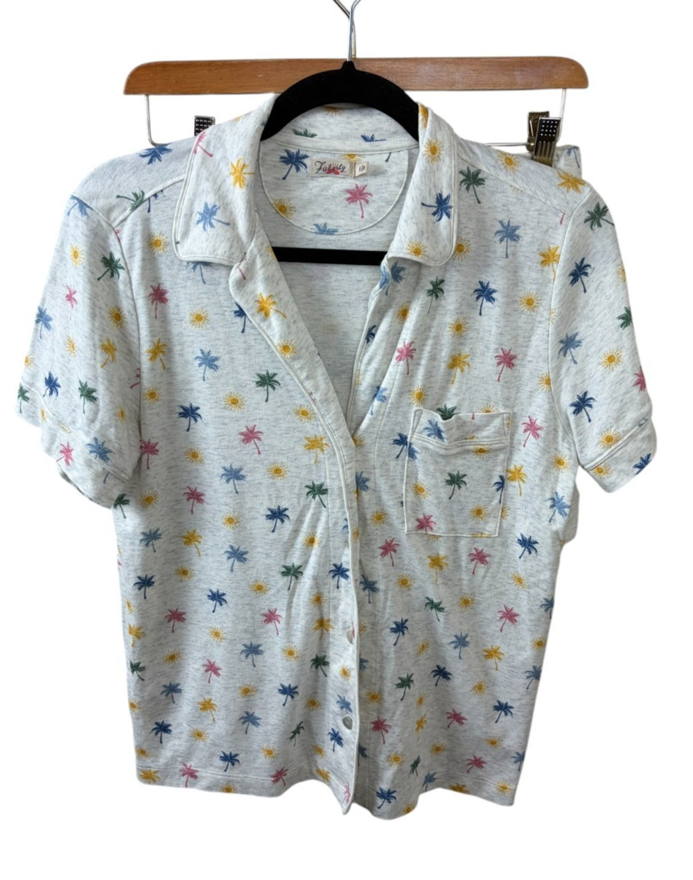 Faherty Cloud Cotton Palm Tree Print Pajama Short Set Size S Cozy Comfort